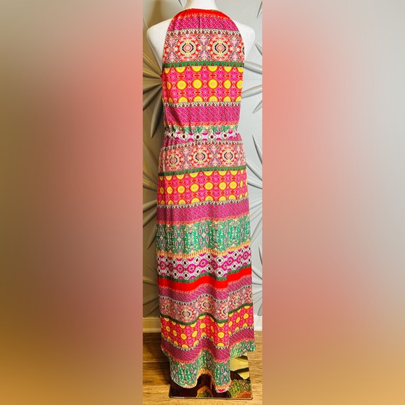 Collective Concept SZ XS red/yellow multicolored hi/low maxi dress. Bust 35” - Picture 3 of 3